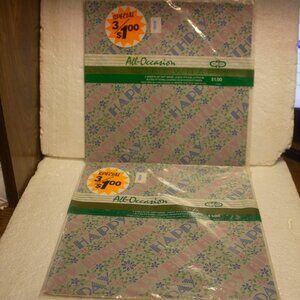 Vintage NOS Cleo Happy Birthday Cross Stitch Pattern Flat Wrap 2 Packages Unopen